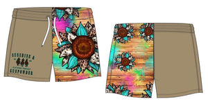 Multi Colour Flower Footy Shorts.